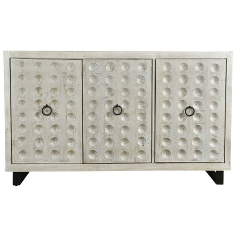 Putnam Solid Wood 3 Door Sideboard in Ivory