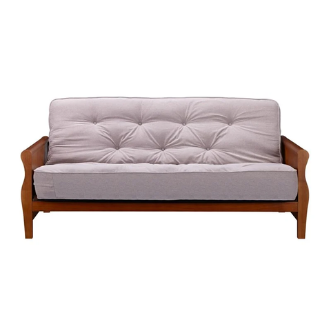 Wood Arm Futon with Walnut Wood Finish