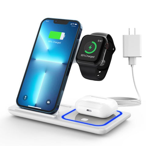 Wireless Charging Station, 3 in 1 Foldable Wireless Charger Stand