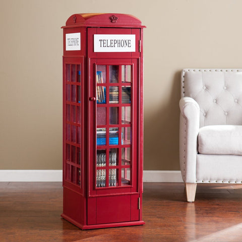 red Phone Booth Media Storage Cabinet