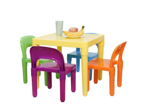 KidsTable 4 Chair Play Build Table Set for Indoor Activity Outdoor Water Play