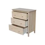 International Concepts 3-Drawer Unfinished Wood Chest of Drawers