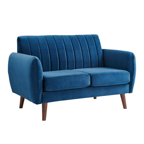 Mid-Century Modern Velvet 2 pc. Set in Navy Blue