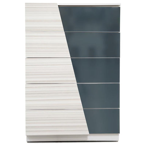 5-Drawer Poplar Wood Bedroom Chest in Zebra/White