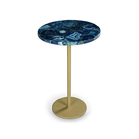 Oceana Round Blue Agate Top Metal Chairside End Table