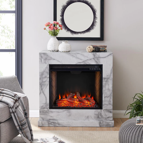 Southern Enterprises Dendale Faux Marble Electric Fireplace