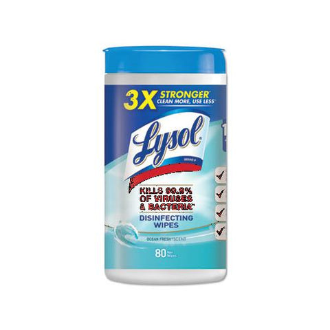 LYSOL Brand Disinfecting Wipes, 7 x 8, Ocean Fresh, 80 Wipes/Canister