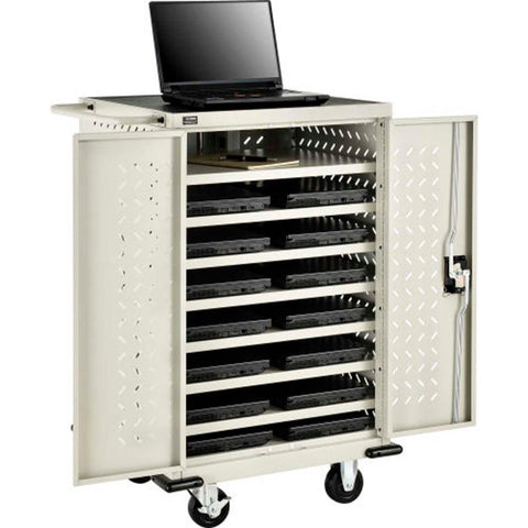 Mobile Charging Cart for 12 Chromebooks and Tablets, Putty, Unassembled