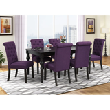 7-pc. Dark-wash Wood Dining Set w/ Turned Legs