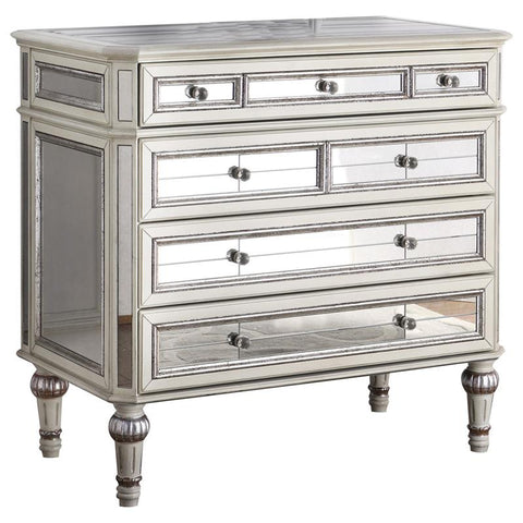 Solid Wood Hall Chest in Antique Cream With Mirrored