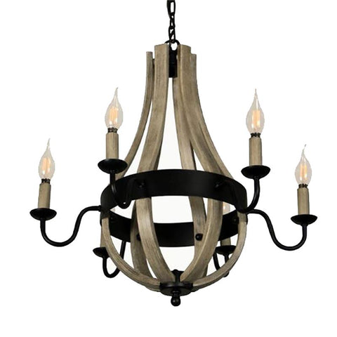 6-Light Chandelier Tear Drop (Circle) Stainless Steel Frame in Black