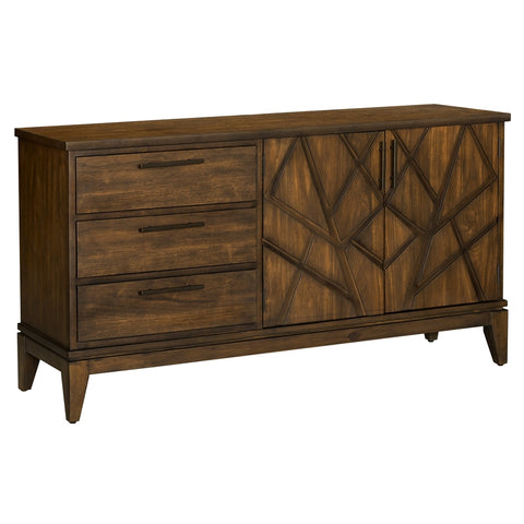 HomeFare Modern Credenza Walnut Wood