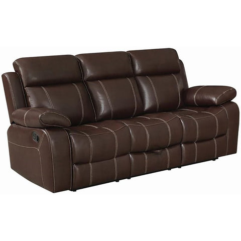 Faux Leather Reclining Sofa in Chestnut
