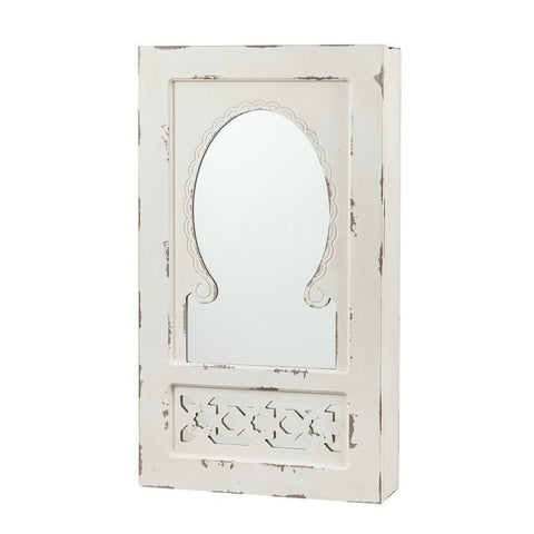 Wall Mount Jewelry Armoire in Antique White