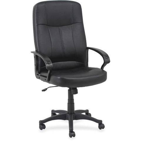 Lorell Chadwick Executive Leather High-Back Chair, Leather Black Seat - Black Frame