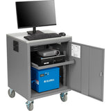 Mobile Powered Audio Visual Cart w/ Lockable Cabinet, 40AH Battery