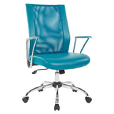 Office Chair with Blue Woven Mesh Fabric and Chrome Base