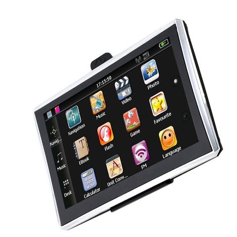 7'' HD Touch Screen Portable Navigator 128MB RAM 4GB ROM MP3 Video Play Car Entertainment System with Back Support +Free Map