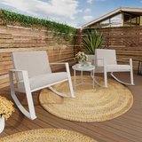 3-Piece Bistro Set Patio Oversize Rocking Chairs with Coffee Table
