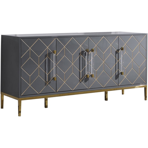 65" Modern Wood Sideboard with Gold Accents in Gray