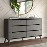 Stalter 6-Drawer 58" W Solid Wood Double  Dresser