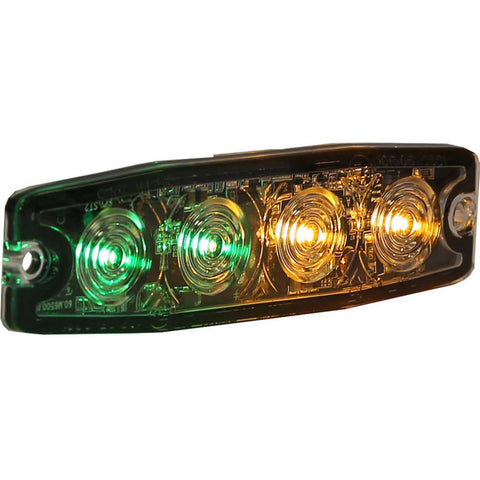Buyers 4.4" Amber/Green Surface Mount Ultra-Thin Strobe Light - 4 LED - 8892250