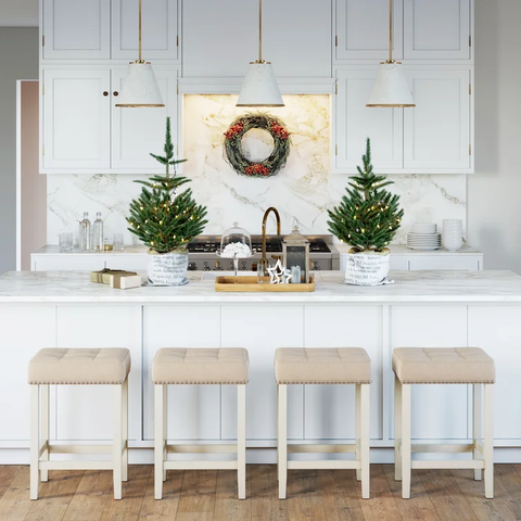 Firth Bar & Counter Stool Tufted Natural Flax/White