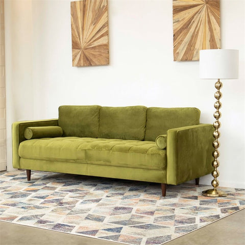Mid Century Modern Jax Pistachio Velvet Sofa