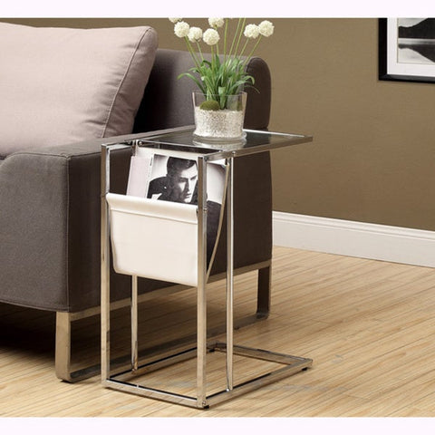 Silver Orchid Nilsson White and Chrome Metal Accent Table and Magazine Holder
