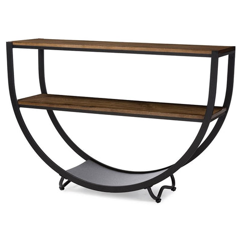 Baxton Studio Blakes Console Table in Antique Black  and Brown