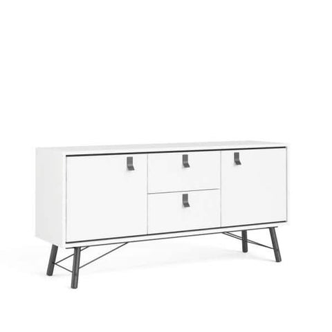 Ry White Matte/Black 2 Door, 2 Drawer Sideboard