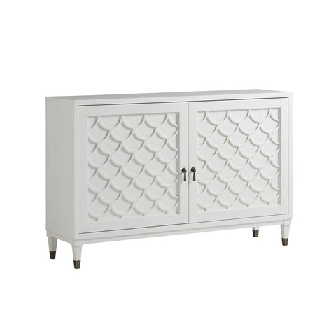 Universal Furniture Wood Sideboard with Scalloped Door Detail in White