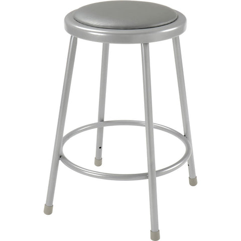 Interion® 24"H Steel Work Stool with Vinyl Seat - Backless - Gray - Pack of 2