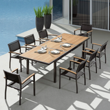 Heck 8+1 pieces Extendable Teak Outdoor Dining Set, Aluminum