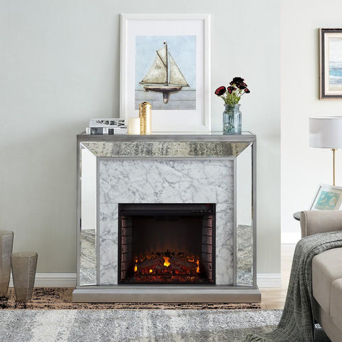 Silver Orchid Tranton Glam Mirror Electric Fireplace