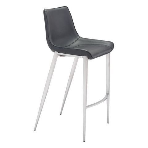 Magnus Faux Leather Bar Stool Black 29.9" (Set of 2)