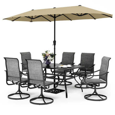 8 PCS Patio Dining Set with 13ft Patio Umbrella
