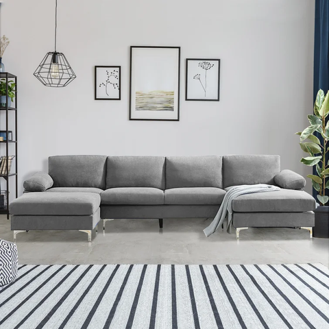 Verlis 131" Wide Symmetrical Sofa & Chaise with Ottoman