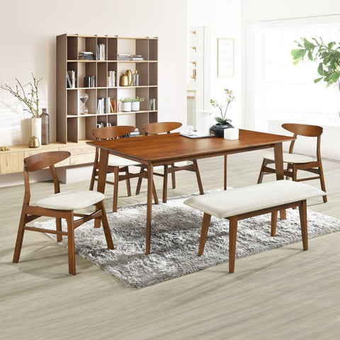 6 Piece Wood Dining Set for Mid Century Modern Kitchen