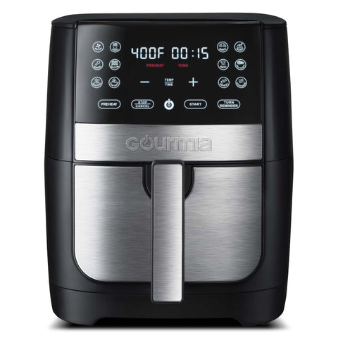 Gourmia 8 Qt Digital Air Fryer with FryForce 360 and Guided Cooking, Black/Stainless Steel, GAF826