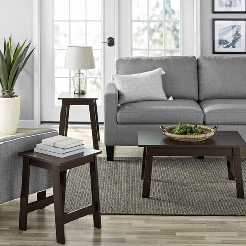 Mainstays Pilson 3 Piece Coffee Table and End Table Set, Espresso Finish