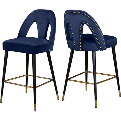 Connor Velvet 28" Stool (Set of 2) Navy