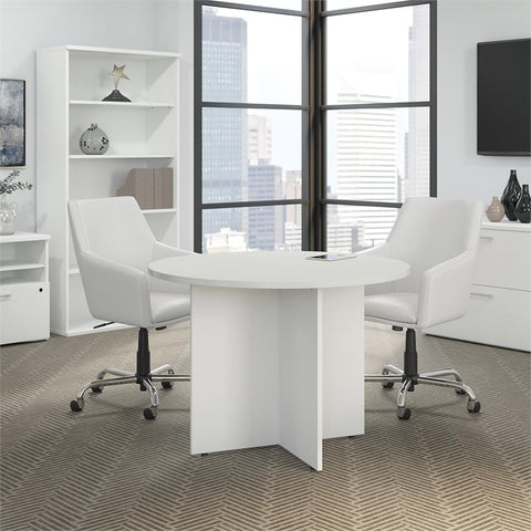 Round Conference Table with Wood Base