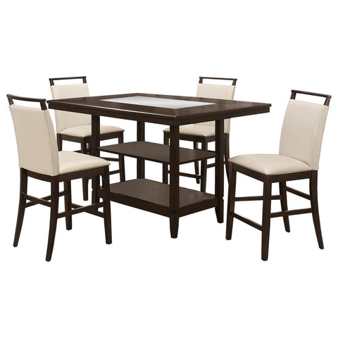 5-Piece Faux Leather Counter Height Set in Espresso