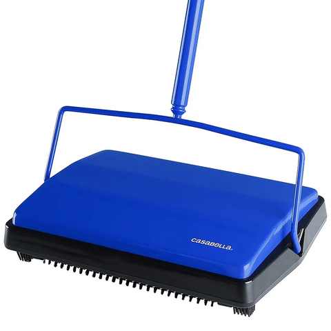 Casabella Carpet Sweeper - 11 Inch Wide Lightweight Electrostatic Floor Cleaner - Blue
