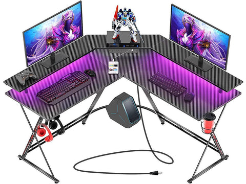 Gaming Desk 50.4 with LED Strip & Power Outlets