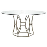 54" Stainless Steel and Glass Round Dining Table