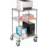3-Shelf Chrome Wire Shelf Mobile Printer Stand, 24"W x 18"D x 39"H