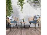 3 Pieces Outdoor Wicker Bistro Set Rattan