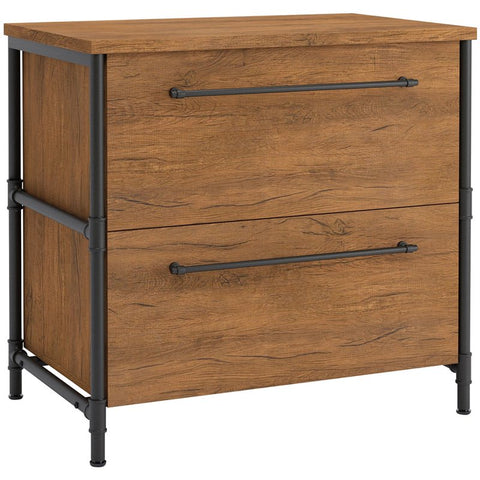 2 Drawer Wooden Lateral File Cabinet in Checked Oak